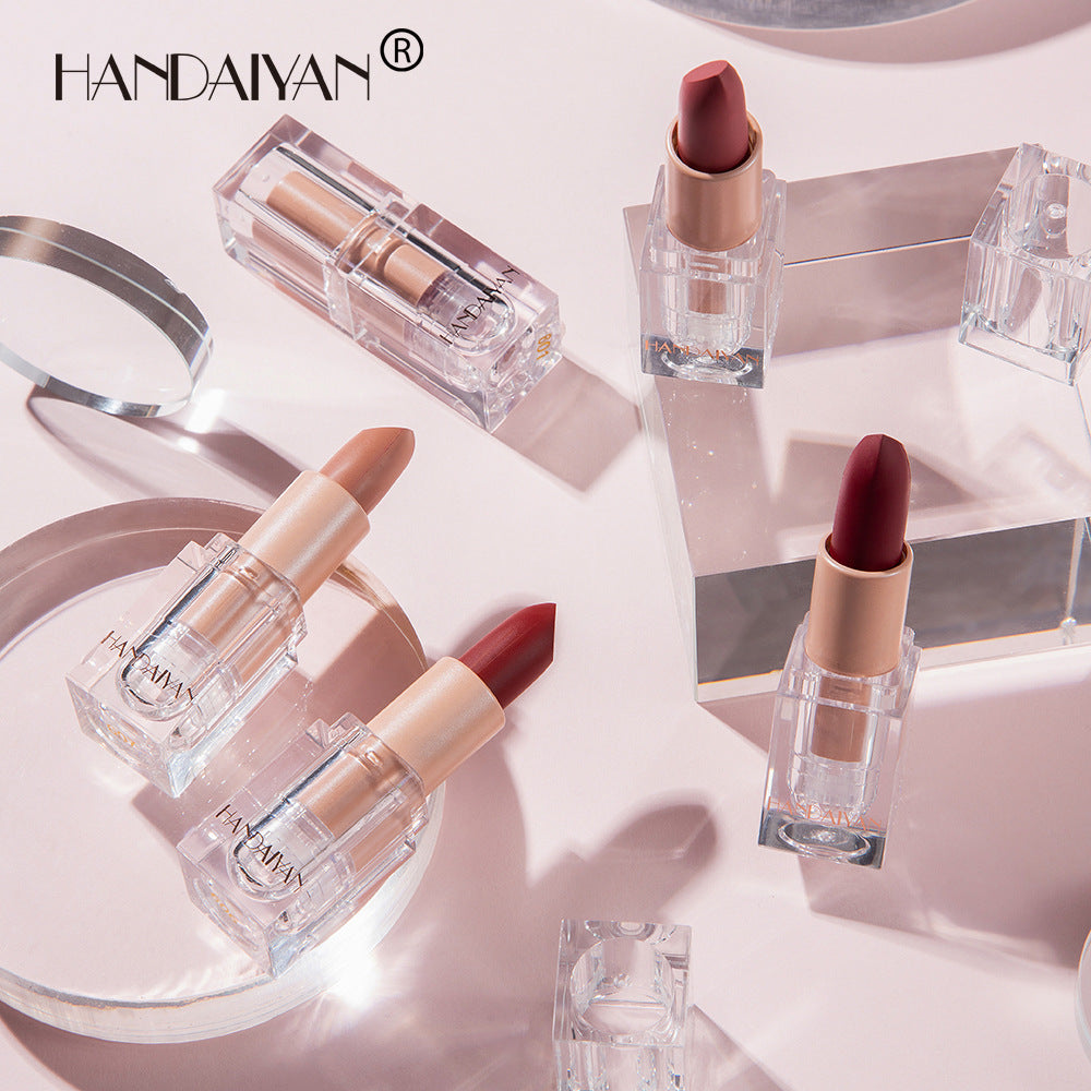 HANDAIYAN Little Ice Cube Matte Lipstick 12 Color Lipstick Lipstick Is Not Easy To Decolor Nude Color Bean Paste Color Powder Lipstick